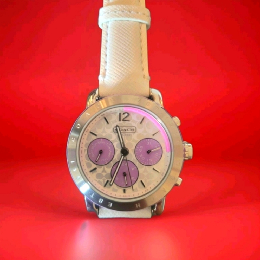 NEW Coach Watch - White with Purple Accents